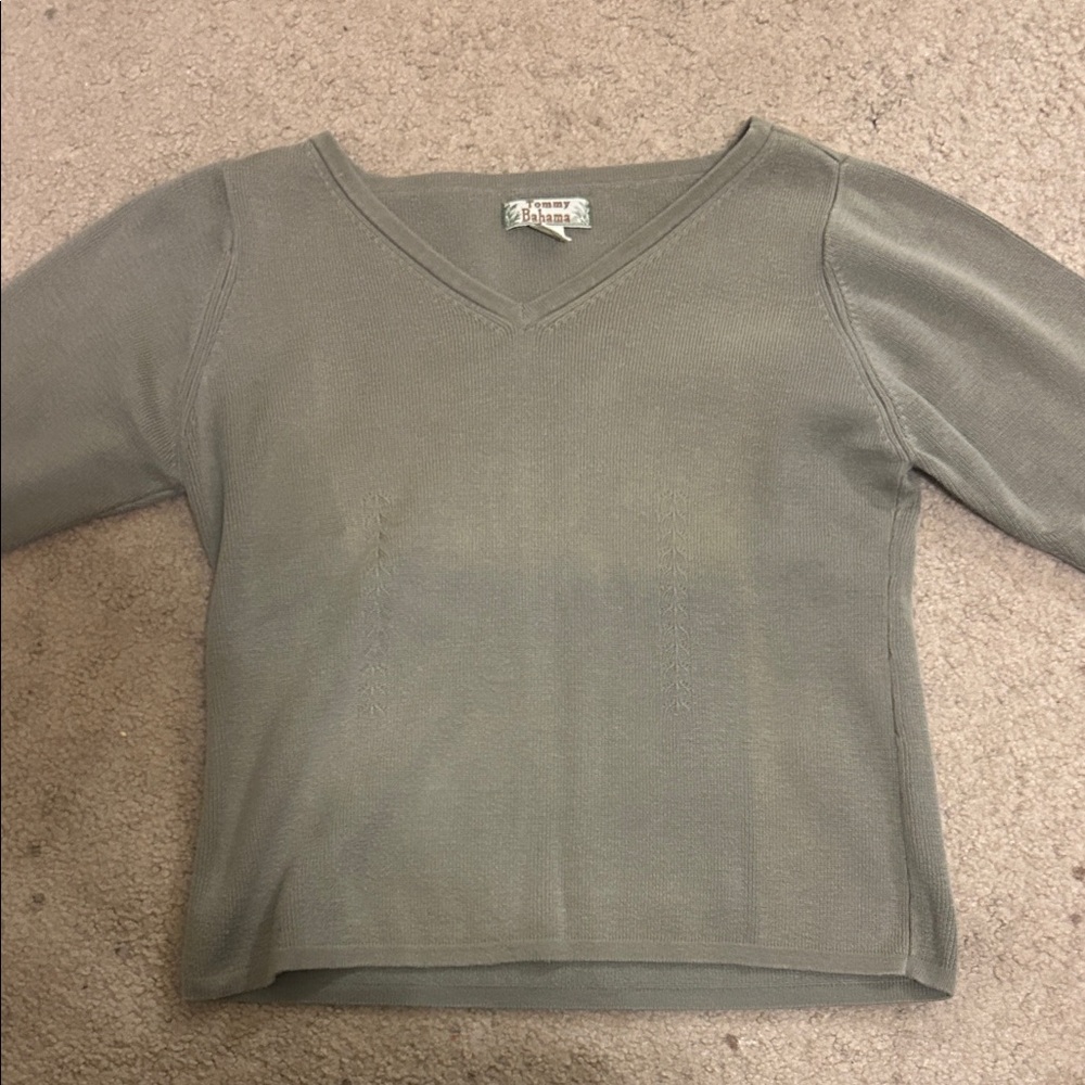 Tommy Bahama Olive V-Neck 3/4 sleeve Top